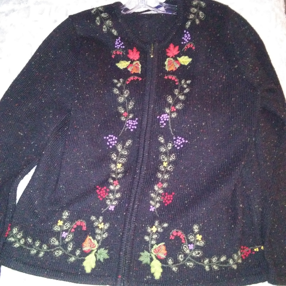 Wine & Vines Croft & Barrow Cardigan M